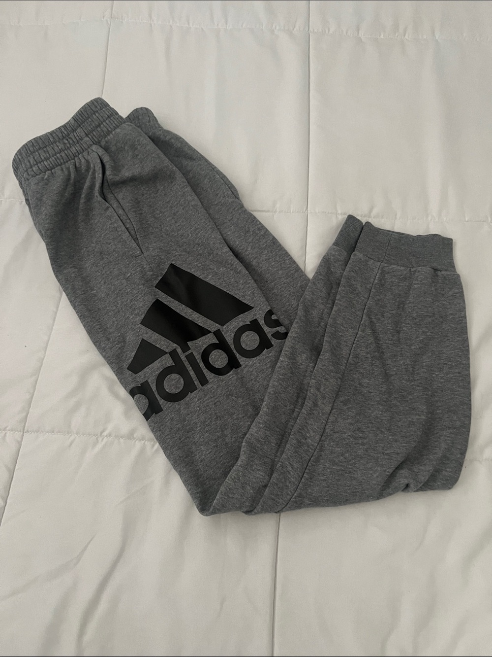 adidas Kids Gray Sweatpants with Black Logo